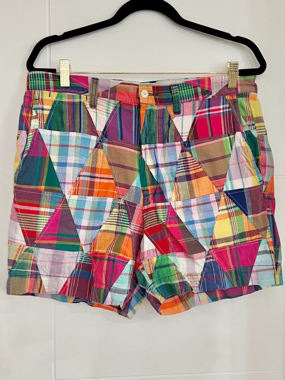 Vintage Polo Ralph Lauren Classic Fit 6" Madras Plaid Patchwork Shorts